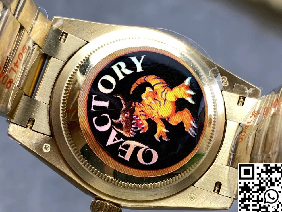 Date Yellow Green Dial Tungsten Gold Factory M128238-0069 Rolex QF Day 36mm Steel v5 0427